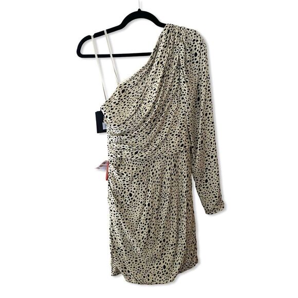 NWT Mac Duggal Ieena one shoulder mini dress draped animal print $298 Sz 8 - Picture 6 of 12